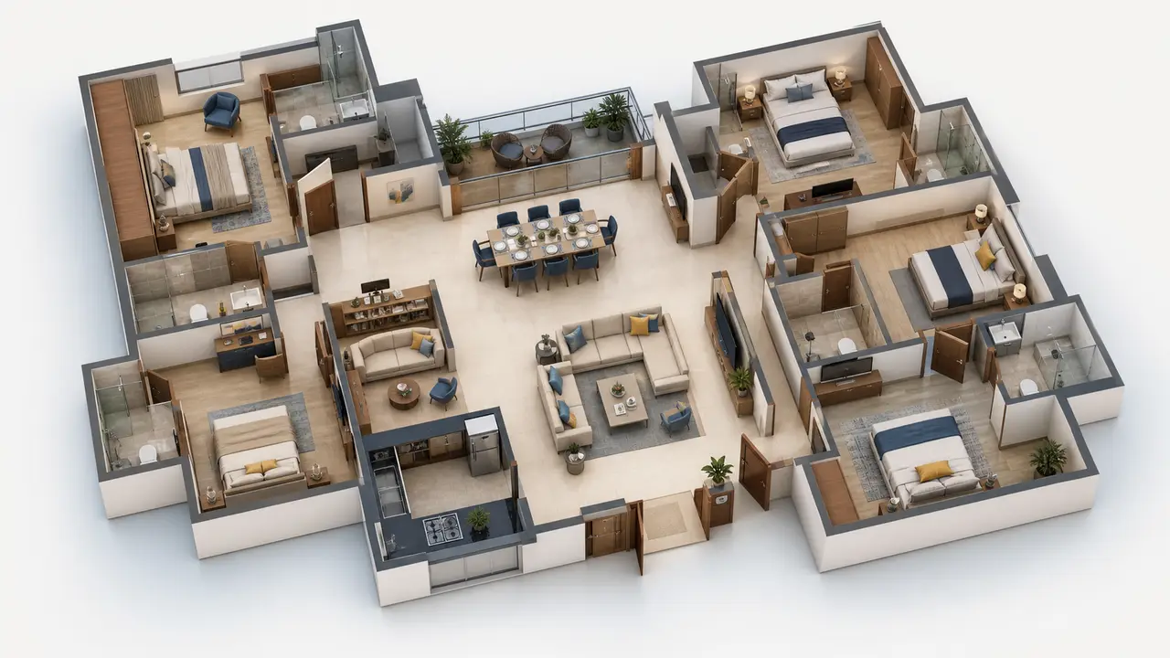 Brigade Gunjur 4 BHK layout study floor plan image